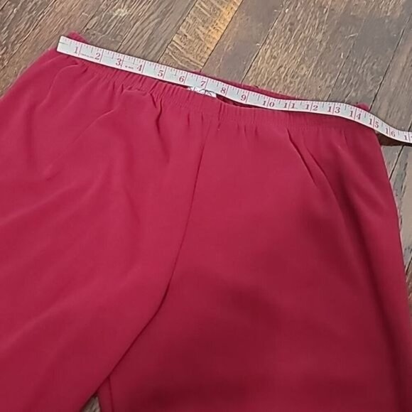 Vintage 80s 90s Deep Red Pull on Mid Rise Cigarette Pants - Picture 6 of 12